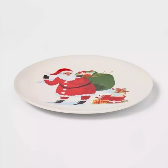 4!!!! THRESHOLD NWT Santa stoneware appetizer plates -red/white -7.5” - Picture 3 of 4